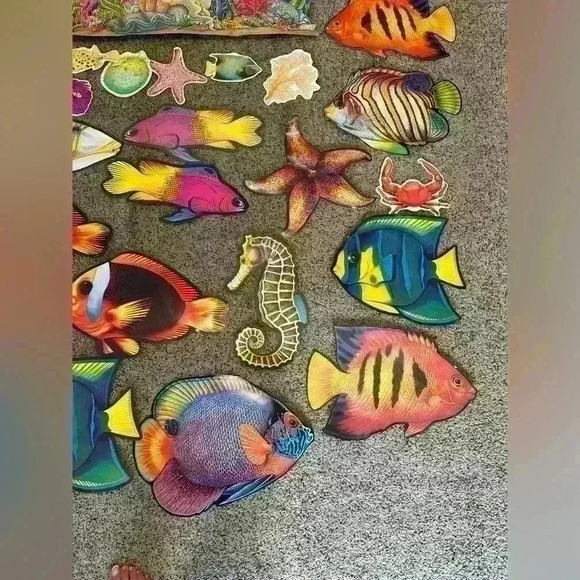 Vintage Ocean Animal Two Sides Die Cut Cardboard Cutouts Decorations Made In USA - Picture 5 of 6